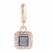 (image for) End Less Rhinestone Charms Drop - Square Metallic Gray Rose Gold