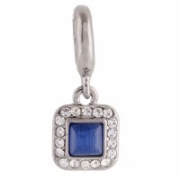(image for) End Less Rhinestone Charms Drop - Square Blue Pewter
