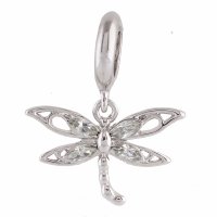 (image for) End Less Rhinestone Charms Drop - Silver Dragonfly Clear