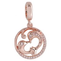 (image for) End Less Rhinestone Charms Drop - Rose Gold Dolphin