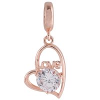 (image for) End Less Rhinestone Charms Drop- Love Heart Rose Gold