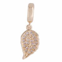 (image for) End Less Rhinestone Charms Drop - Gold Feather Wing