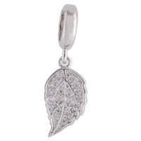 (image for) End Less Rhinestone Charms Drop - Silver Feather Wing