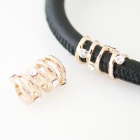 (image for) End Less Rhinestone Charms - Rose Gold Slotted Barrel