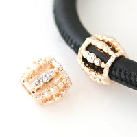 (image for) End Less Rhinestone Charms - Rose Gold Slotted Barrel