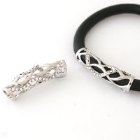 (image for) End Less Rhinestone Charms - Silver Long Barrel Swirls Clear