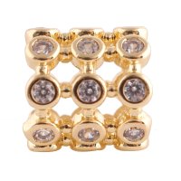 (image for) End Less Metal Charms - Gold Barrel Clear Gems All Around