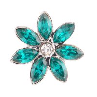 (image for) End Less Rhinestone Charms - Silver Flower Teal Green
