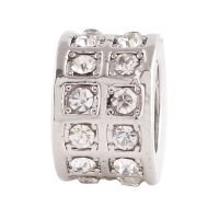(image for) End Less Rhinestone Charms - Silver Rondelle Double Clear