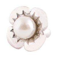 (image for) End Less Pearl Charms - Silver Flower White