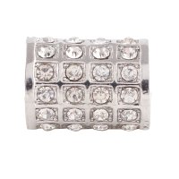 (image for) End Less Rhinestone Charms - Silver Rondelle Quad Clear