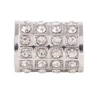 (image for) End Less Rhinestone Charms - Silver Rondelle Quad Clear