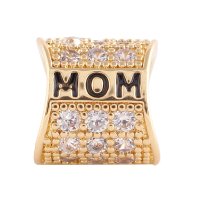 (image for) End Less Rhinestone Charms - Gold Script Mom Clear