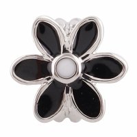 (image for) End Less Enamel Charms - Silver Flower Black & White