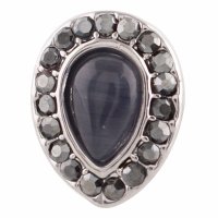 (image for) End Less Cat's Eye Charms - Pewter Teardrop Black