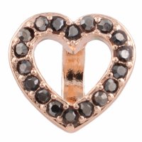 (image for) End Less Rhinestone Charms - Rose Gold Pewter Open Heart