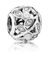 (image for) Charm 925 - Silver Luminous Leaves Pearl & Clear