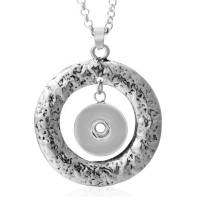 (image for) Snap Jewelry Stainless Necklace - Hammered Pend 20" + Extender