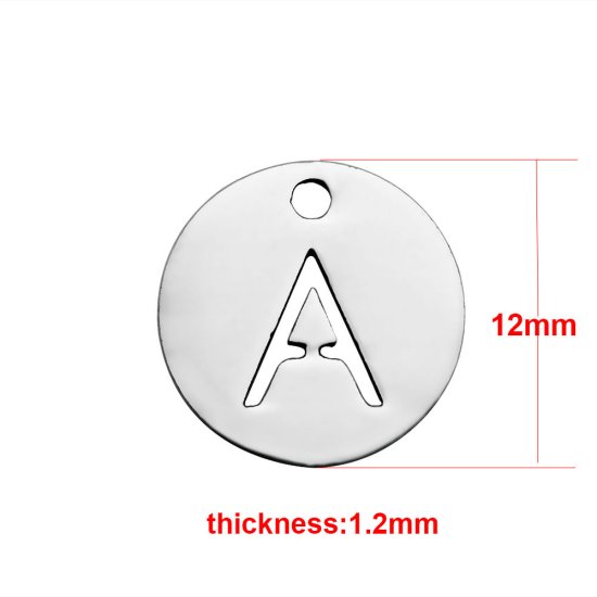 (image for) Small 12mm Stainless Steel Alphabet Charm - "A" - Click Image to Close