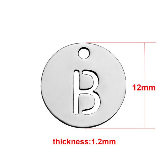 (image for) Small 12mm Stainless Steel Alphabet Charm - "B" - Click Image to Close