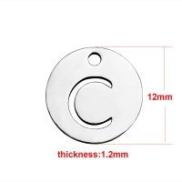 (image for) Small 12mm Stainless Steel Alphabet Charm - "C"