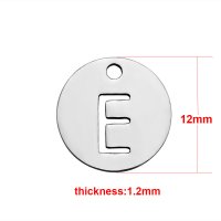 (image for) Small 12mm Stainless Steel Alphabet Charm - "E"