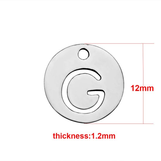 (image for) Small 12mm Stainless Steel Alphabet Charm - "G" - Click Image to Close