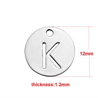 (image for) Small 12mm Stainless Steel Alphabet Charm - "K"