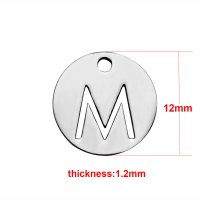 (image for) Small 12mm Stainless Steel Alphabet Charm - "M"