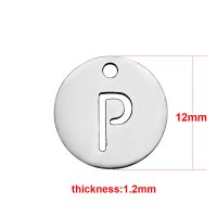 (image for) Small 12mm Stainless Steel Alphabet Charm - "P"