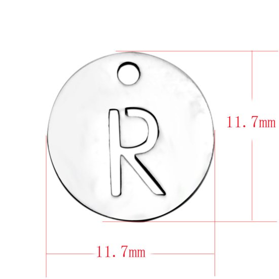 (image for) Small 12mm Stainless Steel Alphabet Charm - "R" - Click Image to Close