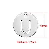 (image for) Small 12mm Stainless Steel Alphabet Charm - "U"