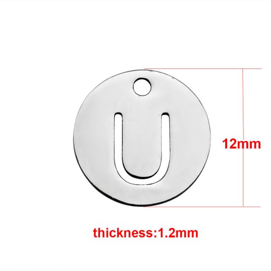 (image for) Small 12mm Stainless Steel Alphabet Charm - "U" - Click Image to Close