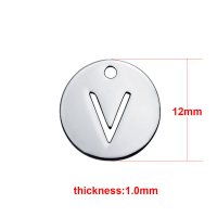 (image for) Small 12mm Stainless Steel Alphabet Charm - "V"