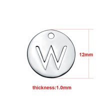 (image for) Small 12mm Stainless Steel Alphabet Charm - "W
