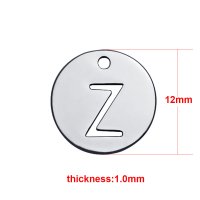 (image for) Small 12mm Stainless Steel Alphabet Charm - "Z"