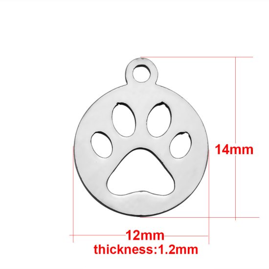(image for) 14*12mm Small Stainless Steel Charm - Paw - Click Image to Close