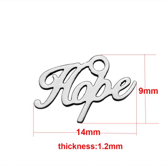 (image for) Extra Small 14*9mm Stainless Steel Script Charm - Hope - Click Image to Close