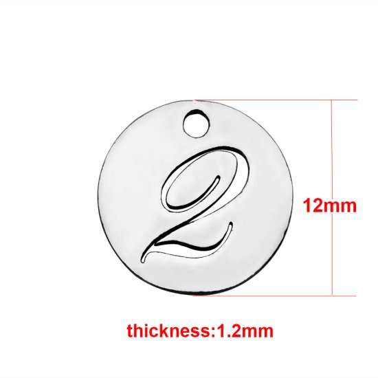 (image for) Small 12mm Stainless Steel Number Charm - "2" - Click Image to Close