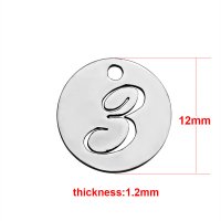 (image for) Small 12mm Stainless Steel Number Charm - "3"