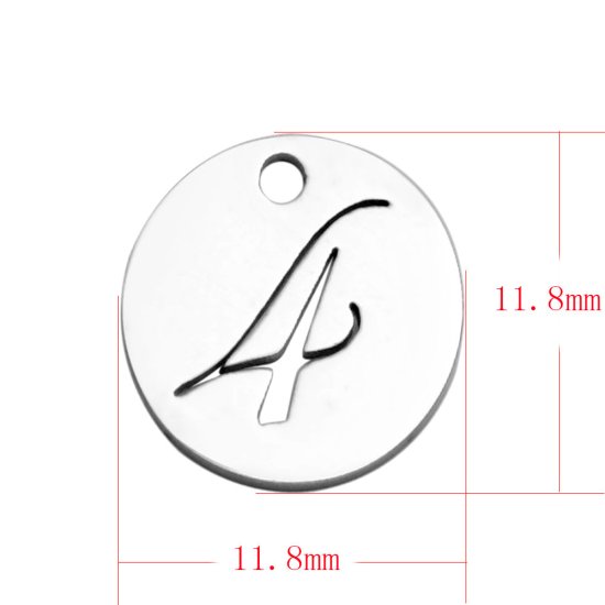 (image for) Small 12mm Stainless Steel Number Charm - "4" - Click Image to Close
