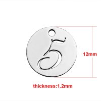 (image for) Small 12mm Stainless Steel Number Charm - "5"