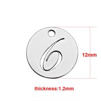 (image for) Small 12mm Stainless Steel Number Charm - "6"