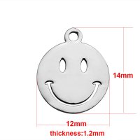 (image for) 12*14mm Small Stainless Steel Charm - Big Smile Emoji
