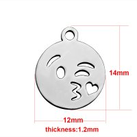 (image for) 12*14mm Small Stainless Steel Charm - Blowing A Kiss Emoji