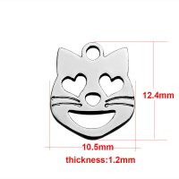 (image for) 10*12mm Small Stainless Steel Charm - Cat Face