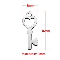 (image for) Small 6*16mm Stainless Steel Charm - Heart in Key