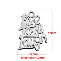 (image for) 12*17mm Small Stainless Steel Charm - "Live Love Laugh"