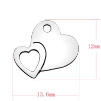 (image for) Small Stainless Steel Charm 07*14mm - Double Tilted Hearts