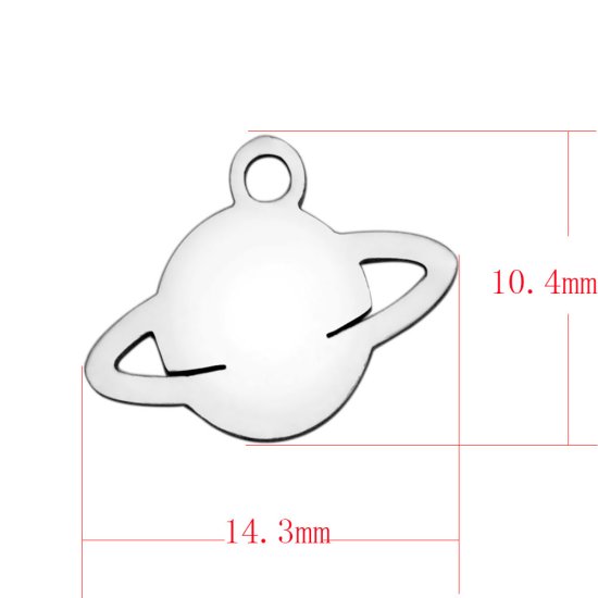 (image for) Small Stainless Steel Charm 10.4*14.3mm - Planet Saturn - Click Image to Close